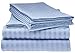Elaine Karen Deluxe 1800 Series – Luxurious Soft Brushed Microfiber – Deep Pocket Striped Bed Sheet Set - 6 Piece - Full Size - Light Blue