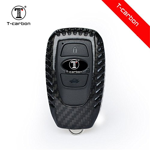 Carbon Fiber Key Fob Cover For Subaru Key Fob Remote Key, Fits Subaru Outback Forester XV Legacy Levorg Smart Keyless Start Stop Engine Car Key, Light Weight Glossy Key Fob Protection Case - Black