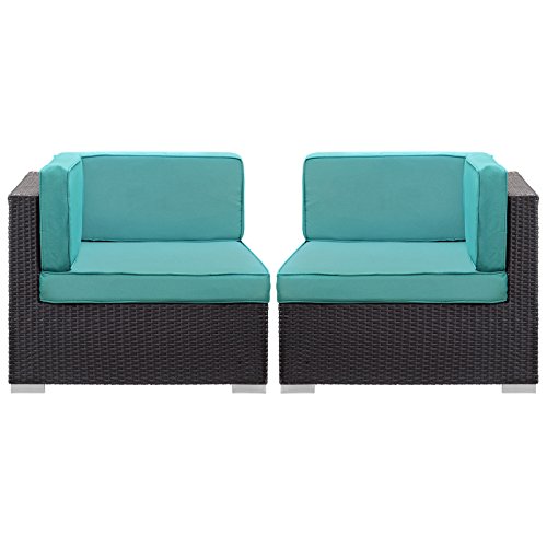 Modway Convene Corner Sectional Outdoor Patio (Set of 2), Espresso Turquoise