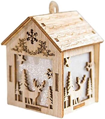 Daisy Storee New LED Light Wooden House Showcase Storage Shelf Christmas Tree Holiday Decoration Hanging Decor with Light Lamp