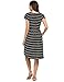 Halife Women's Summer Casual Stripe Elastic Waist Loose Beach Midi Dress
