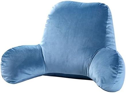 EONSHINE Fluffy Plush Polyester Filled Bedrest Reading and TV Relax Pillow With Arm Rests, Lumbar &amp; Back Support Cushion for Adults Teens, Pack of 1 (19.7x11.8x7.9", Blue)