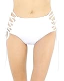 iHeartRaves Side Tie High Waisted Rave Booty Shorts (Small, White)