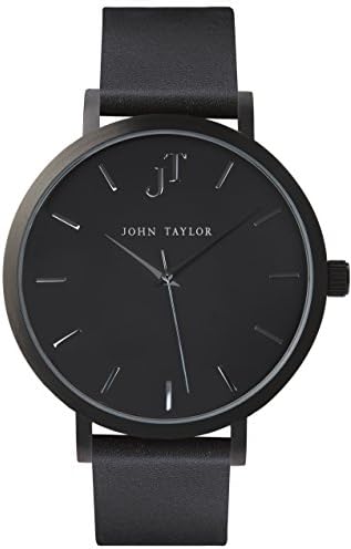 Women’s and Men’s Black Minimalist Watch - Black Leather Strap - John Taylor Watches