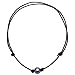 Aobei Pearl Adjustable One Single Freshwater Cultured Pearl Choker Leather Necklace with Genuine Leather Cord for Women Black Blue
