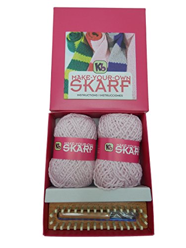 Authentic knitting board skarf kit/glitter yarn, pink