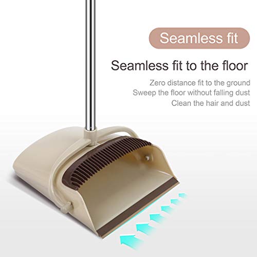 Jiayit US Fast Shipment Combination of Broom, Dustpan, Magic Broom and Floor Brush Sweeping Brush Indoor Floor Khaki