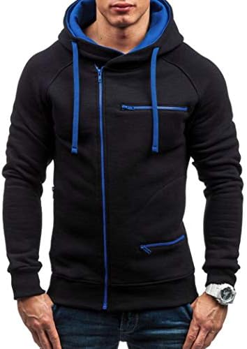 Amiley mens hoodies,Men's Zipper Contrast Color Hoodie Autumn Warm Sweatshirt Casual Hoody Jacket