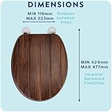 Croydex Molvena Wooden Toilet Seat Walnut Effect - Adjustable Flexi-Fix Hinges view 4