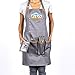 G.U.S Professional 5-Pocket Bib Tech Apron with Clear Phone Pocket & Adjustable Neck Strap. Gray, Cotton with Faux Leather Trim