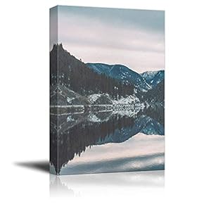 Canvas Wall Art for Living Room,Bedroom Home Artwork Paintings A Clear Calm Lake Ready to Hang - 12x18 inches