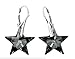 Royal Crystals Sterling Silver Made with Swarovski Crystals Grey Black Star Dangle Leverback Earrings