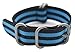ArtStyle Watch Band with Colorful Nylon Material Strap and Heavy Duty Brushed Buckle (Black/Blue, 18mm)