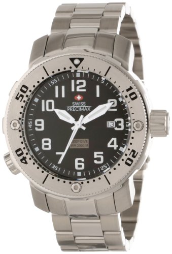Swiss Precimax Men's SP12071 Poseidon Deep Dive Black Dial Silver