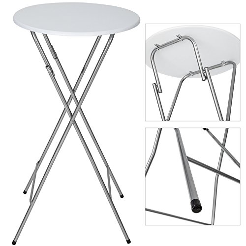 TecTake Stabiler Stehtisch Bistrotisch klappbar Weiss Höhe: ca. 110 cm, Tischplatte: ca. 60 cm Ø – Bild 5