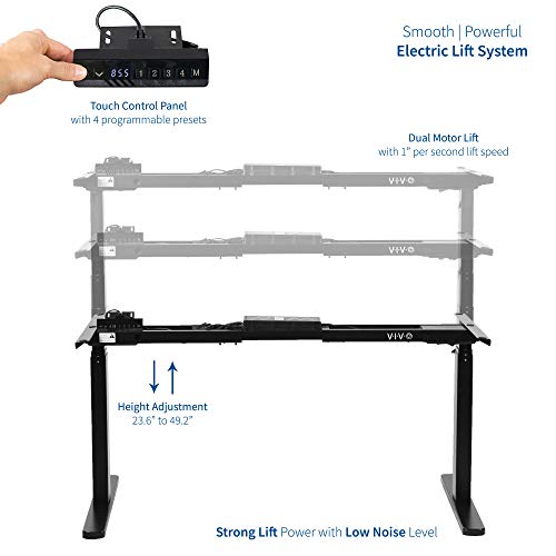 image for VIVO Black Electric Dual Motor Stand Up Desk Frame (Frame Only) | Ergo
