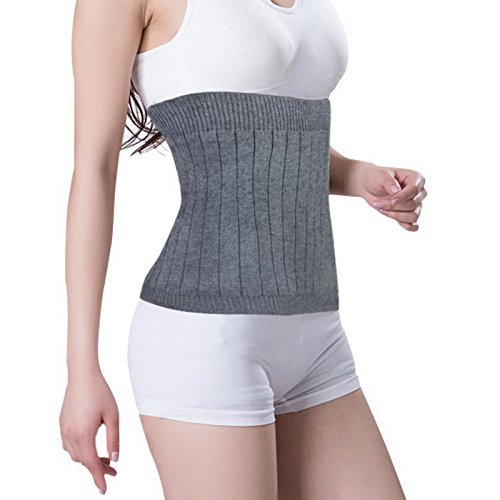 WSLCN Unisex Medical Abdominal Binder Themal Cashmere Therapy Knit Kidney Warmer Stomach Lumbar Belly Band Grey