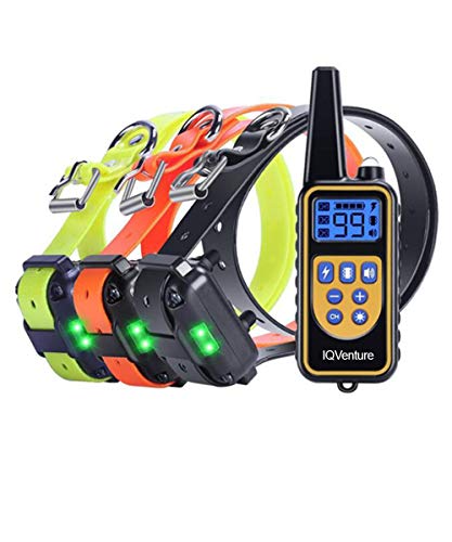 IQVenture Dog Training Collar,Long Range 2600ft Rechargeable Shock Collar,100% Waterproof Dog Shock Collar with Remote and 4 Training Modes, Beep, Vibration, LED Light and Shock,0~99 Shock Levels
