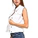 Fashionazzle Women's Buttoned Basic Solid Denim Vest Jacket (Medium, DSV02-White)