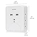 Bestten Wall Mount Surge Protector with 2.1A Dual USB Charging Ports, 6 AC Outlet Plugs and Dual Cell Phone Holders, Wall Charger for iPhone, iPad, Samsung and Other, 15A/1875W Rated Power