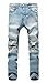 Men's Blue Ripped Skinny Distressed Destroyed Slim Jeans Pants with Holes