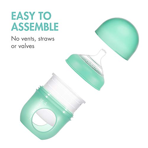 Boon NURSH Reusable Silicone Baby Bottles with Collapsible Silicone