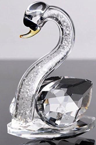 Optical Crystal Prism Lake Swan Figurine TINY Facets In Neck Black Face