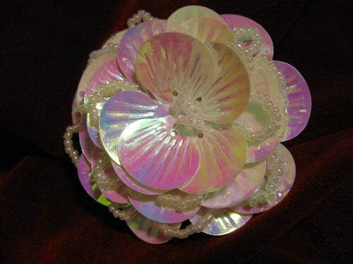 GORGEOUS LAYERED 2.25 Inch SEASHELL FLOWER SEQUIN BEADED APPLIQUE 2618-A, Crafts, Sewing, Embellishments and Finishes