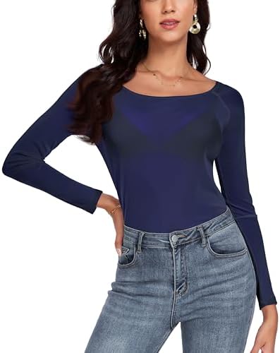 ABEAUTY Women's Long Sleeve Thin Gauze Shirt Slim Fit See Through