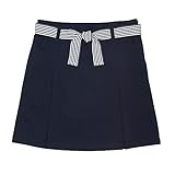 French Toast Little Girls' Belted 2-Pleat Scooter, Navy, 5