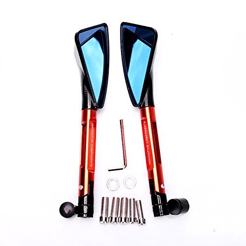 Frenshion Aluminum Universal Motorcycle Rear View Mirrors Blue Glass Curved Rod For Street Bike Sport Bike Scooter CRUISER(Ornage)