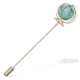 Q&Q Fashion Men Gold Earth Globe Planet Faux Turquoise Lapel Stick Pin Tie Hat Scarf Brooch