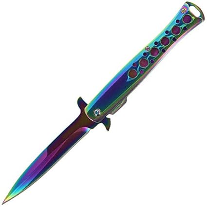 g8ds® Einhandmesser Rainbow Effect federunterstützt Camping Outdoor Secrurity
