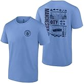 Icon Sports Manchester City Shirt Officially Licensed Man City Product Soccer Football Grapic T-Shirts | City Stadium, Short Sleeve, Light Blue, Small