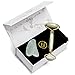 Jade Roller and guasha scraping massage tool by Fitsqin - Real Natural Gemstone - Face and body massager gift set - Anti Aging, wrinkles and puffiness therapy set - ebook included