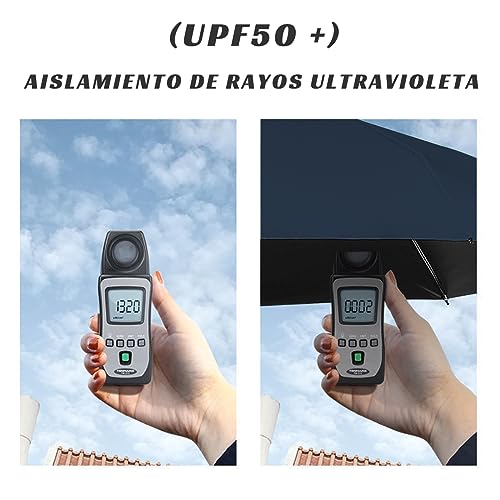 MXCOCO Paraguas de Bolsillo para Lluvia y Sol, Mini Sombrilla Plegable con Protección UV, Resistente al Viento y Lluvia, Ligero y Portátil con Estuche para Llevarlo Diario en Bolsa o Mochila