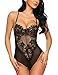 ADOME Women One Piece Lingerie Valentines Day Lace Fishnet Teddy Lace Bodysuits Mesh Babydoll Black S