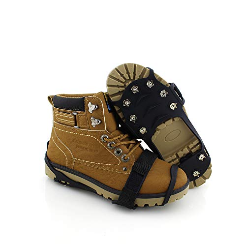 ENJOY OUTDOOR Ice Cleat Crampons and Tread,Cleats for Walking, or Hiking on Snow and Ice,Cleat Over Shoe/Boot Anti Slip 10 Steel Studs Slip-on Stretch Footwear (Small (US Women:4-6 / Men:4.5-6))