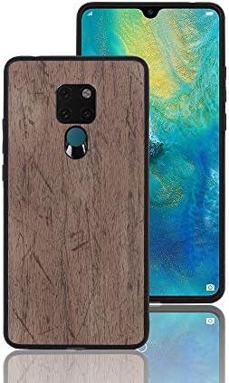 LittleBlack Wood Grain Huawei Mate 20X Case, Retro Phone Cases Premium PU Leather TPU Bumper PC Protection for Huawei Mate 20X (Gray)