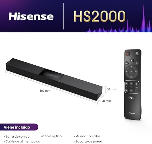 HS2000 - 2.1 Barra de som, 240W, Subwoofer incorporado, Dolby Digital Plus, DTS Virtual:X, Modo TV, EzPlay