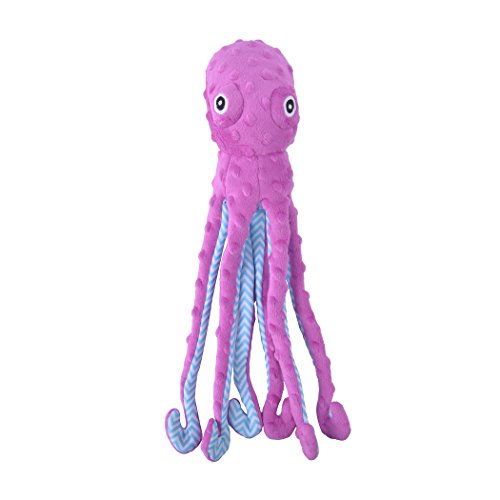 EXPAWLORER Best Squeaky Dog Plush Toys Pet Puppy Soft Treat Chew Toy Interactive Small to Medium Breeds Dogs Cats Playing Octopus Design 17