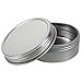 JUVITUS (12 pack) 1 oz Metal Steel Tin Flat Container with Tight Sealed Twist Screwtop Cover + Labels
