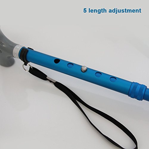 KingGear Travel Adjustable Folding Canes and Walking Sticks for Men and Women - Led Light and Easy Grip Handle for Arthritis Seniors Disabled and Elderly - Best Mobility Aids Cane (Blue)