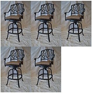 Amazon Com Elizabeth Outdoor Patio Set 5pc Swivel Bar Stools 30 Cast Aluminum Dark Bronze Garden Outdoor