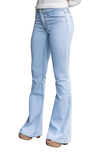 Ybenlow Women Classic High Waist Flared Skinny Denim Jeans Bell Bottom Pants