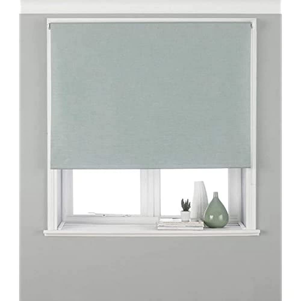 Eclipse Blackout Roller Blind - Duck Egg Blue - Ready Made (Fittings Included) - Temperature Control - Adjustable - 100% Polyester - 91cm width x 162cm drop (36" x 64" inches) - Made by Riva