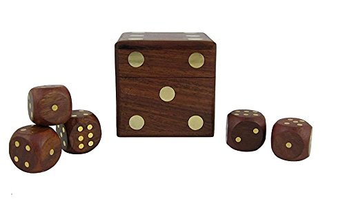 BlankLeaf India Dice Game Set Box Holder Indoor Outdoor Wooden {Size(Inch):2.5x2.5x2.5