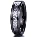 King Will 6mm Black Tungsten Carbide Ring Blue Carbon Fiber Silver Celtic Dragon Wedding Band 5