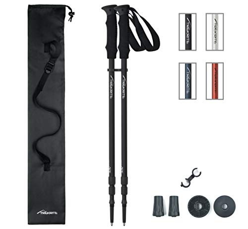 Pair of trekrite 3 section telescopic antishock trekkinghikingwalking poles choose colour