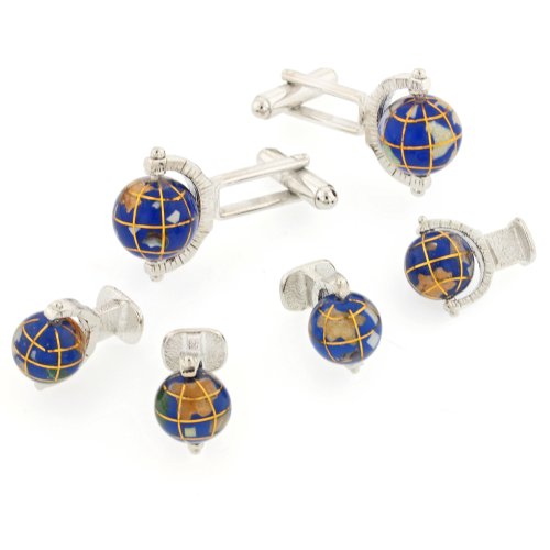 JJ Weston Spinning Globe Tuxedo Cufflinks and Shirt Studs. Made in the USA.